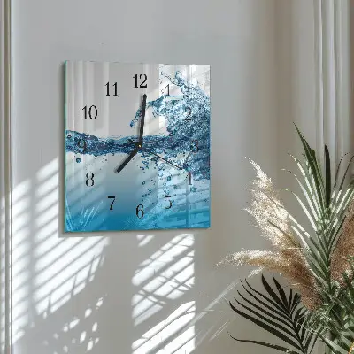 Vierkante glazen klok Water