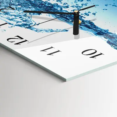 Vierkante glazen klok Water