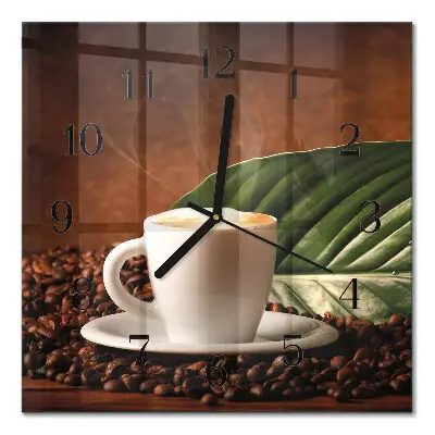 Decoratieve glazen klok vierkant Een kopje koffie