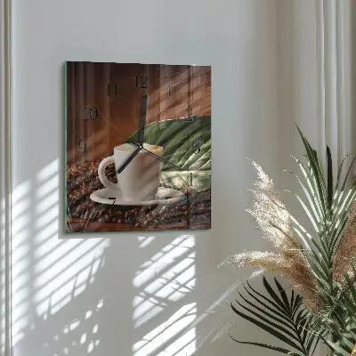 Decoratieve glazen klok vierkant Een kopje koffie