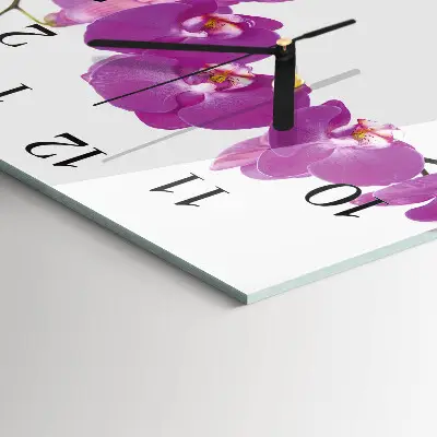 Vierkante glas klok Orchidee