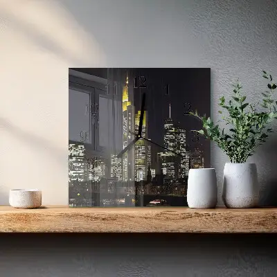 Moderne wandklok glas vierkant Horizon