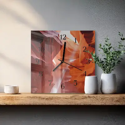 Vierkante glazen wandklok Grot