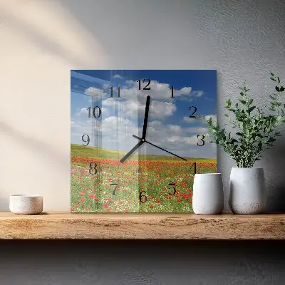 Moderne wandklok glas vierkant Klaprozenveld