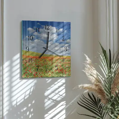 Moderne wandklok glas vierkant Klaprozenveld