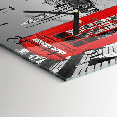 Vierkante glas klok Rode telefooncel