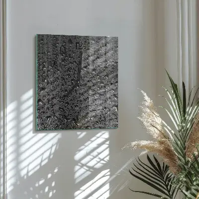 Vierkante glazen wandklok Waterdruppels