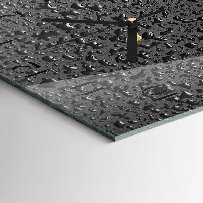 Vierkante glazen wandklok Waterdruppels