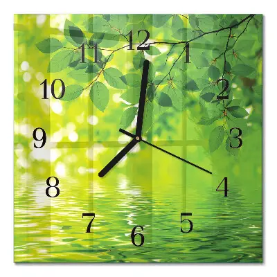 Moderne wandklok glas vierkant Bladeren