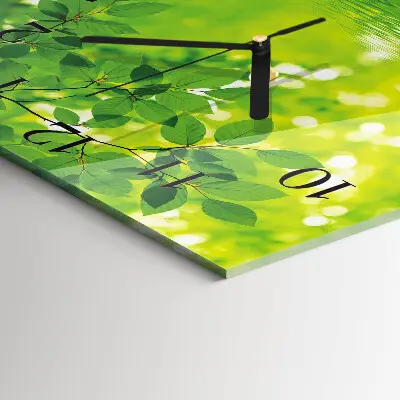 Moderne wandklok glas vierkant Bladeren