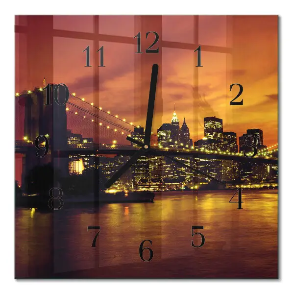 Vierkante glazen wandklok Horizontale brug