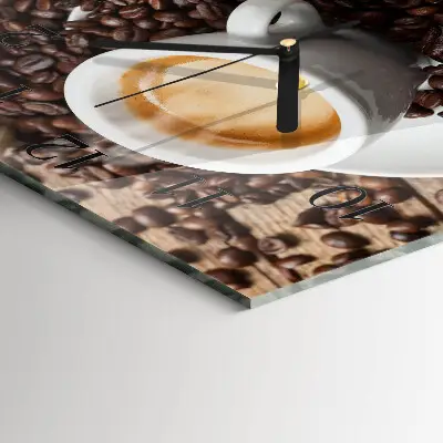 Vierkante glas klok Een kopje koffie