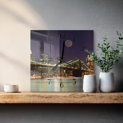 Vierkante glazen wandklok Horizontale brug