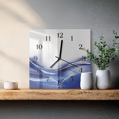 Moderne wandklok glas vierkant Abstracte lijnen