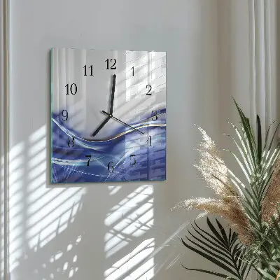 Moderne wandklok glas vierkant Abstracte lijnen