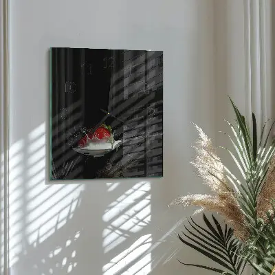 Moderne wandklok glas vierkant Aardbei