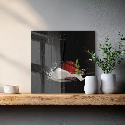 Vierkante glas klok Aardbei