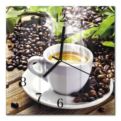 Moderne wandklok glas vierkant Een kopje koffie
