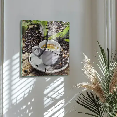 Moderne wandklok glas vierkant Een kopje koffie