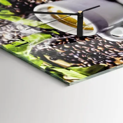 Moderne wandklok glas vierkant Een kopje koffie