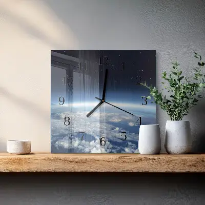 Decoratieve glazen klok vierkant Het universum van de aarde