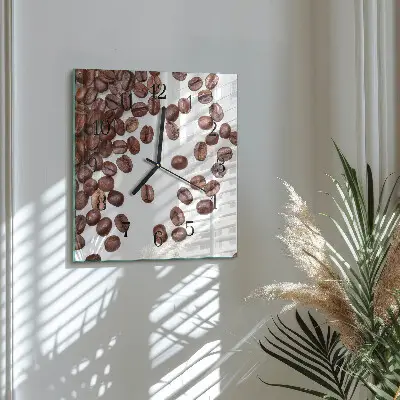 Vierkante glas klok Koffiebonen