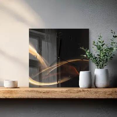 Moderne wandklok glas vierkant Abstracte lijnen