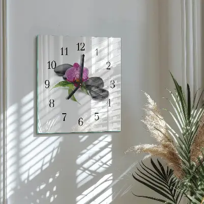 Vierkante glas klok Orchidee