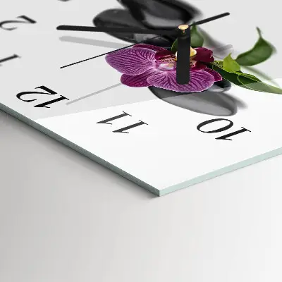 Vierkante glas klok Orchidee