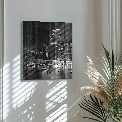 Vierkante glazen wandklok Horizon