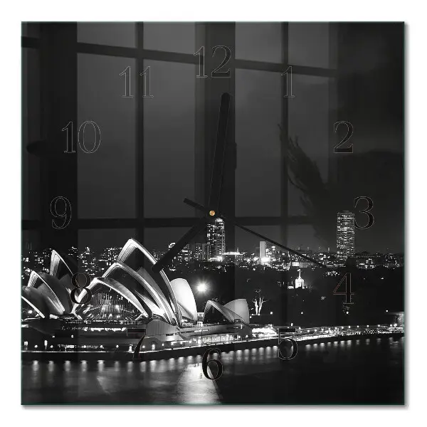 Moderne wandklok glas vierkant Sydney horizon