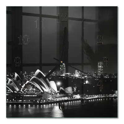 Moderne wandklok glas vierkant Sydney horizon
