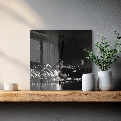 Moderne wandklok glas vierkant Sydney horizon