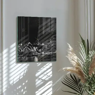 Moderne wandklok glas vierkant Sydney horizon