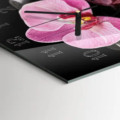 Vierkante glazen klok Orchidee