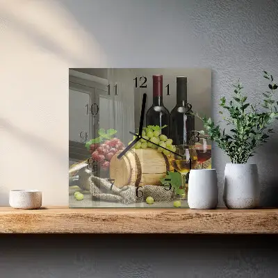 Decoratieve glazen klok vierkant Druiven voor wijn