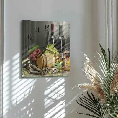 Decoratieve glazen klok vierkant Druiven voor wijn