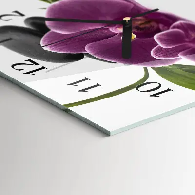 Vierkante glas klok Orchidee