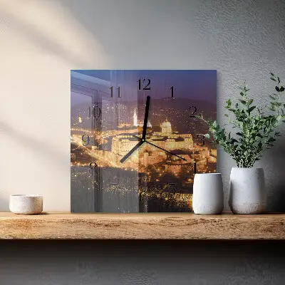 Vierkante glazen wandklok Boedapest