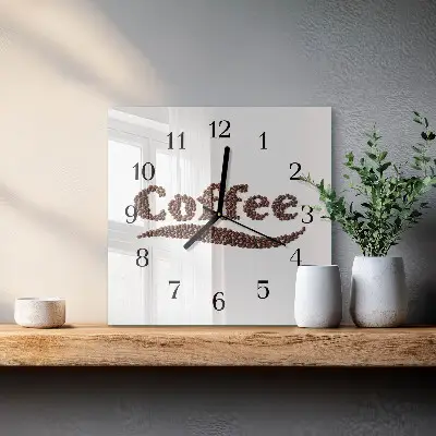 Moderne wandklok glas vierkant Koffie 
