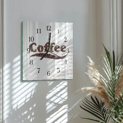 Moderne wandklok glas vierkant Koffie 