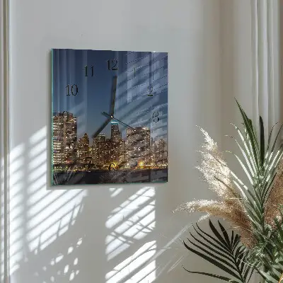 Moderne wandklok glas vierkant Horizon