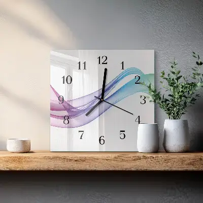 Vierkante glazen klok Abstracte lijnen