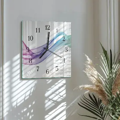 Vierkante glazen klok Abstracte lijnen