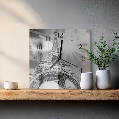 Vierkante glas klok Eiffeltoren parijs