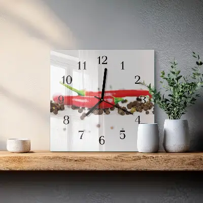 Moderne wandklok glas vierkant Peperkorrels