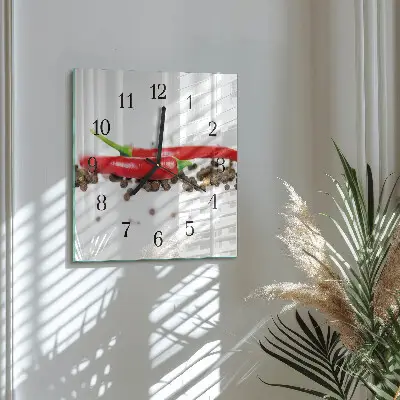 Moderne wandklok glas vierkant Peperkorrels