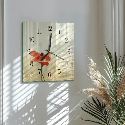 Vierkante glazen klok Papaver