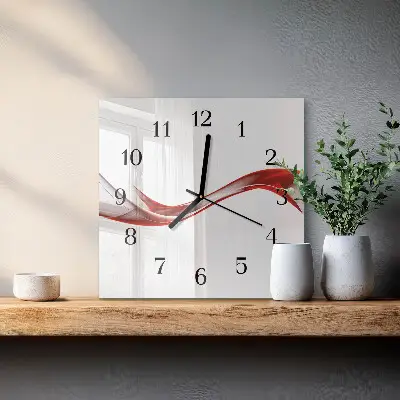 Vierkante glazen wandklok Abstracte lijnen