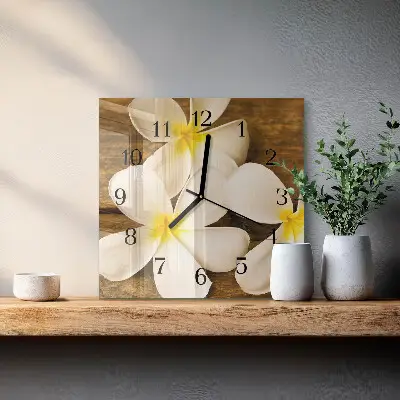 Moderne wandklok glas vierkant Bloemen